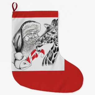 Giraffe und Weihnachtsmann zu Weihnachten Großer Weihnachtsstrumpf