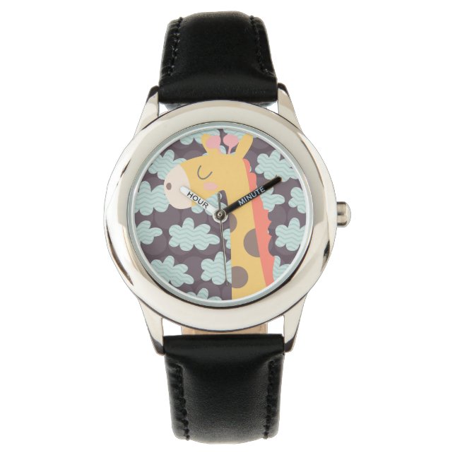 Giraffe und Wolken Armbanduhr (Vorderseite)