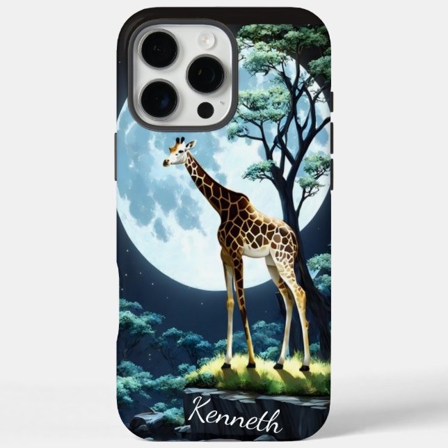 Giraffe unter Vollmond iPhone 16 Pro Max Hülle (Rückseite)
