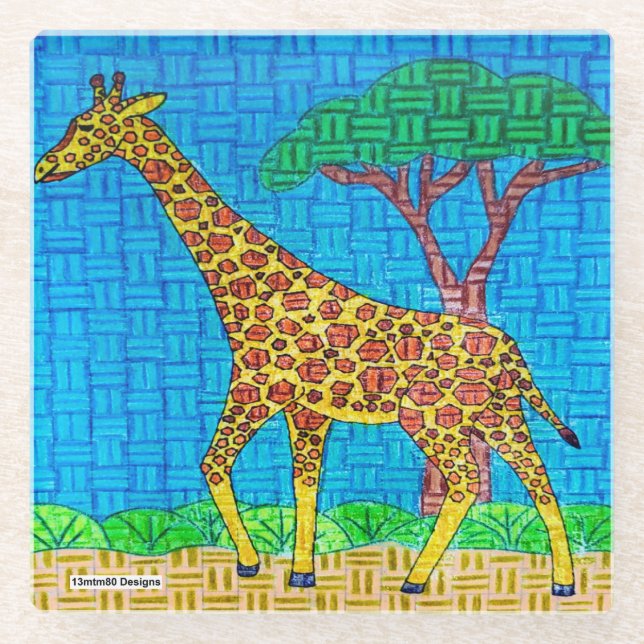 Giraffe - Untersetzer aus Glas (Vorderseite)