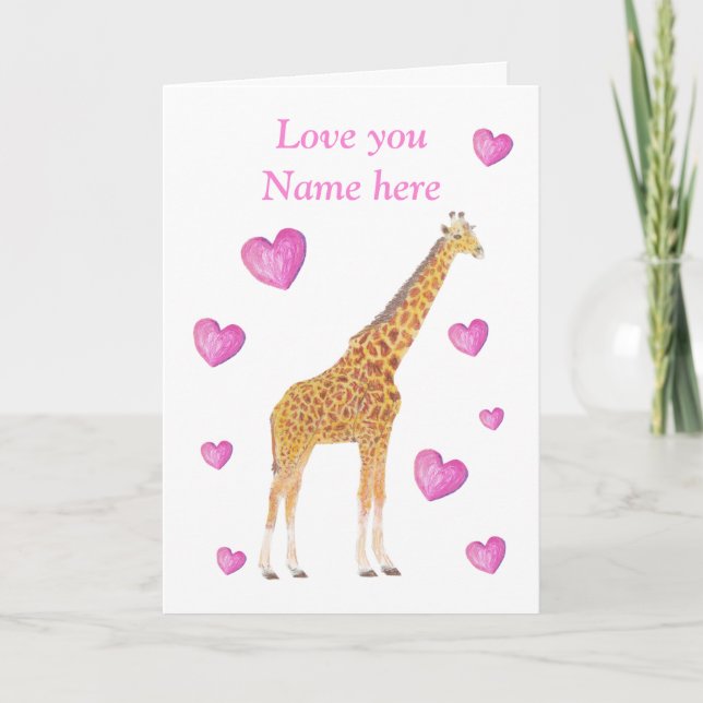 Giraffe Valentine Feiertagskarte (Vorderseite)