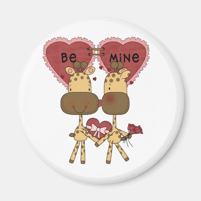 Giraffe Valentine Liebe T - Shirt und Geschenke Magnet (Vorne)