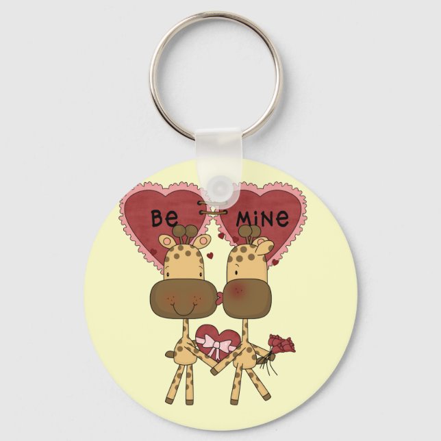 Giraffe Valentine Liebe T - Shirt und Geschenke Schlüsselanhänger (Vorderseite)