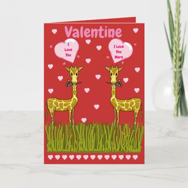 Giraffe-Valentinskarte Feiertagskarte (Vorderseite)