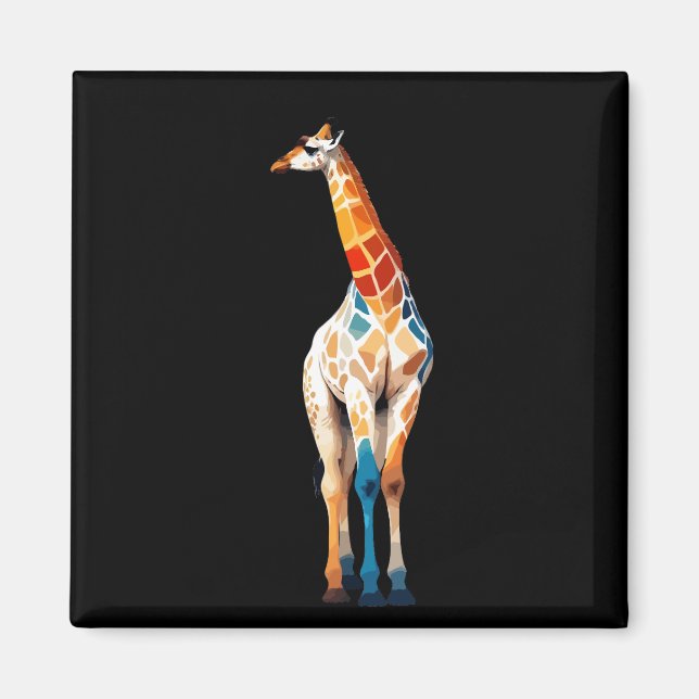 Giraffe Vector Art mit lebhaften Farben Magnet (Vorne)