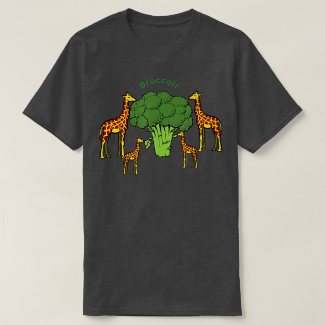 Giraffe Vegetarian Family Eating Broccoli T-Shirt (Design vorne)