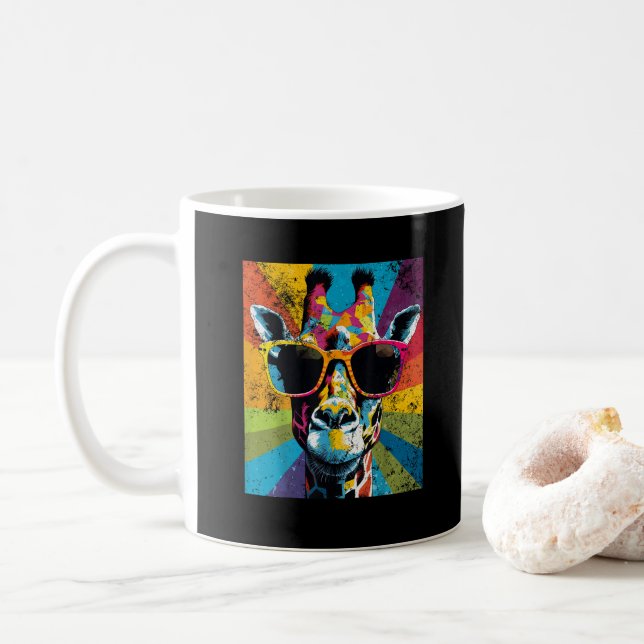 Giraffe Vintage Sonnenbrille Funny African Animal Kaffeetasse (Mit Donut)