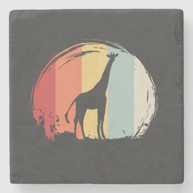 Giraffe Vintage Steinuntersetzer (Vorderseite)