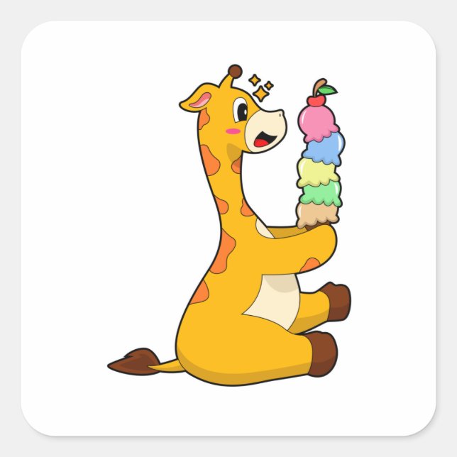 Giraffe Waffeleis Quadratischer Aufkleber (Vorderseite)