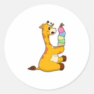 Giraffe Waffeleis Runder Aufkleber