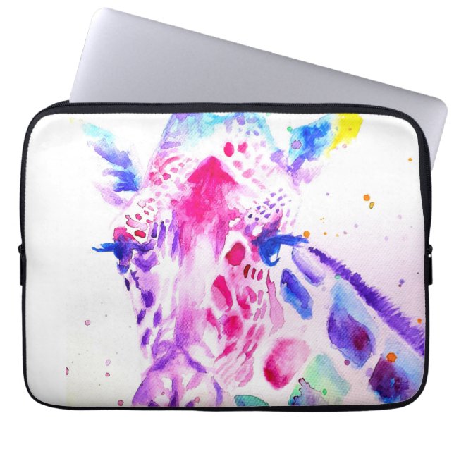 Giraffe Watercolor Babies Lila Gifts Lavendel Laptopschutzhülle (Vorderseite)
