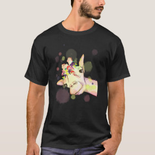 Giraffe Watercolor Hippie Blume Peace Colorful T-Shirt