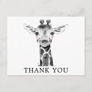 Giraffe Watercolor Safari Tiere Danke Postkarte