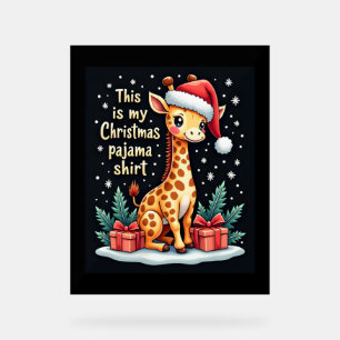 Giraffe Wear Weihnachtsmannmütze Matching Christma Acrylschild
