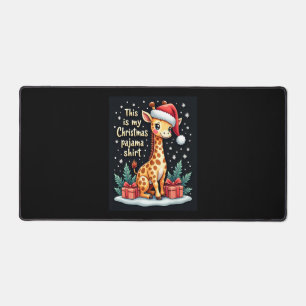 Giraffe Wear Weihnachtsmannmütze Matching Christma Schreibtischunterlage