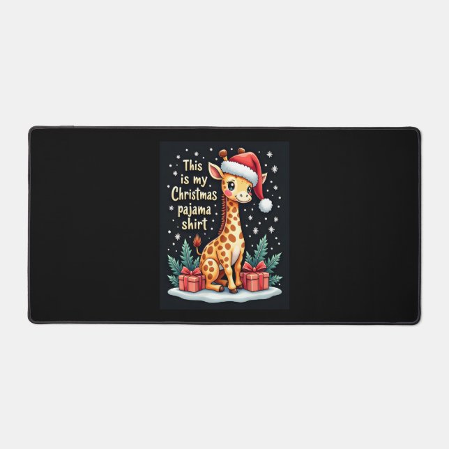 Giraffe Wear Weihnachtsmannmütze Matching Christma Schreibtischunterlage (Vorderseite)