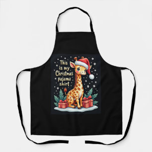 Giraffe Wear Weihnachtsmannmütze Matching Christma Schürze