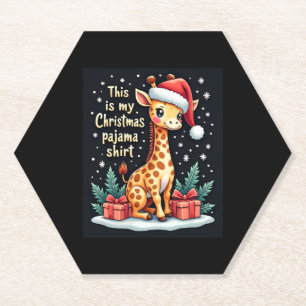 Giraffe Wear Weihnachtsmannmütze Matching Christma Untersetzer