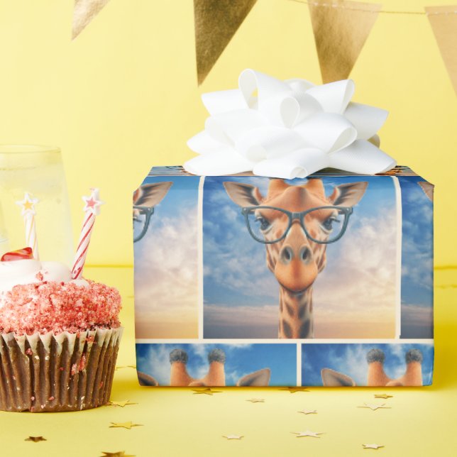 Giraffe Wearing Eyeglasses Geschenkpapier (Geburtstagsparty)