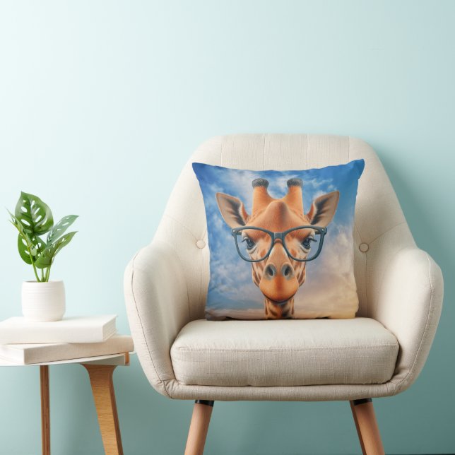Giraffe Wearing Eyeglasses Kissen (Stuhl )