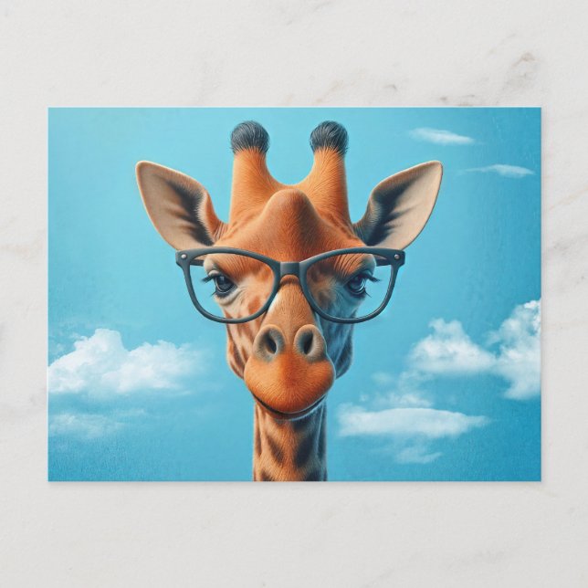 Giraffe Wearing Eyeglasses Postkarte (Vorderseite)