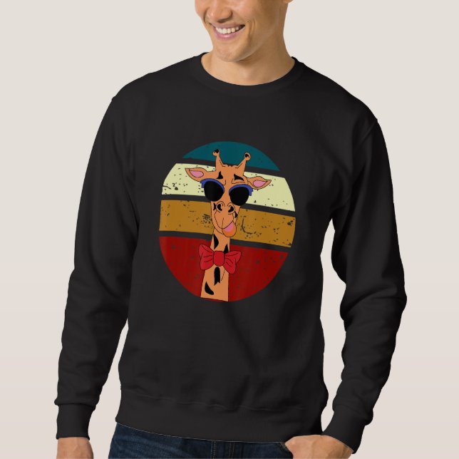 Giraffe Wearing Funny Glasses in Sunset Sweatshirt (Vorderseite)