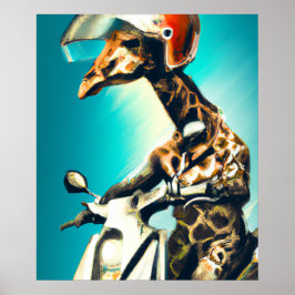 Giraffe Webereihelm auf Motorrad Moderne Kunst Kun Poster