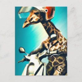 Giraffe Webereihelm auf Motorrad Moderne Kunst Kun Postkarte