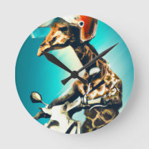Giraffe Webereihelm auf Motorrad Moderne Kunst Kun