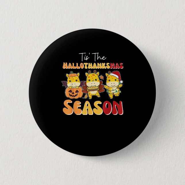 Giraffe Weihnachten Halloween Ist Das Hallothanksm Button (Vorderseite)