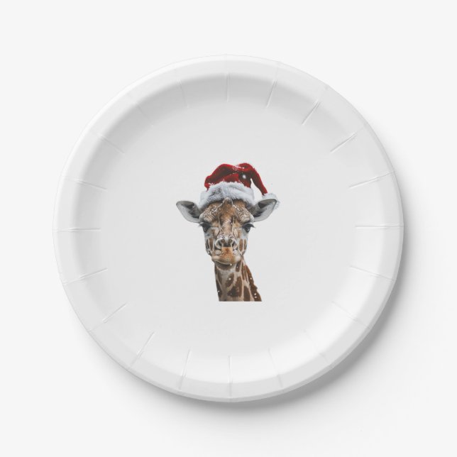 Giraffe Weihnachten Pappteller (Vorderseite)