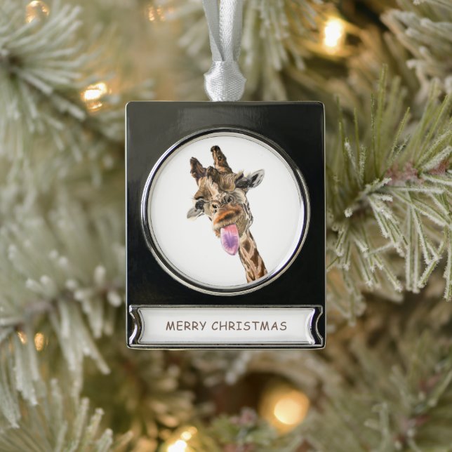 Giraffe Weihnachts-Banner Ornament Lächeln (Baum)