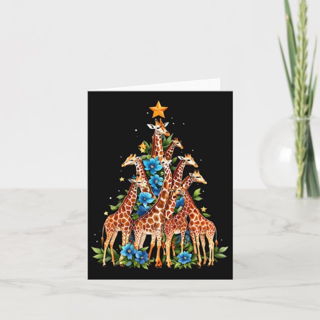 Giraffe Weihnachtsbaum Niedliche Giraffe Lovers Xm Karte (Vorderseite)
