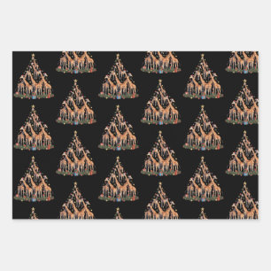 Giraffe-Weihnachtsbaum-Santa-Afrikanische-Wildtier Geschenkpapier Set