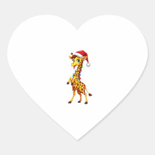 Giraffe Weihnachtsbeleuchtung Lustiger Weihnachtsm Herz-Aufkleber