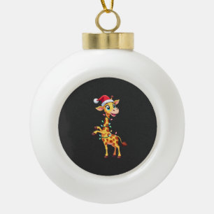 Giraffe Weihnachtsbeleuchtung Lustiger Weihnachtsm Keramik Kugel-Ornament