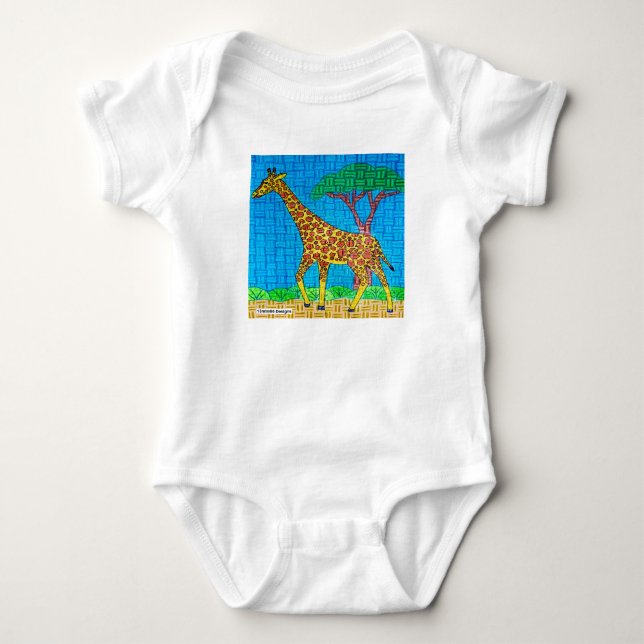 Giraffe (weiß) - Baby Bodysuit Strampler (Vorderseite)