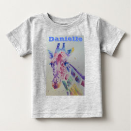 Giraffe Whimsical Watercolor graue Babys T Shirt