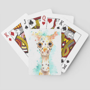Giraffe Wild Animal Nature Wasserfarben Malerei Spielkarten