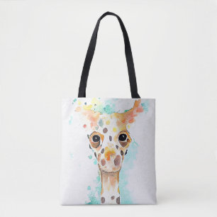 Giraffe Wild Animal Nature Wasserfarben Malerei Tasche