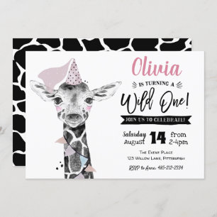Giraffe Wild One   Invitation à l'anniversaire de 