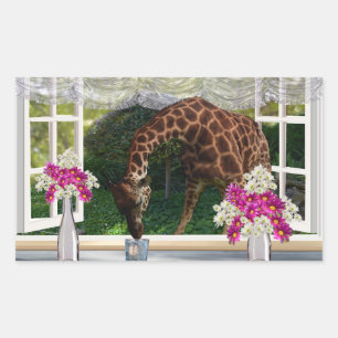 Giraffe Window Dresser, Rechteckiger Aufkleber