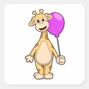 Giraffe with Balloon Quadratischer Aufkleber