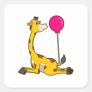 Giraffe with Balloon Quadratischer Aufkleber