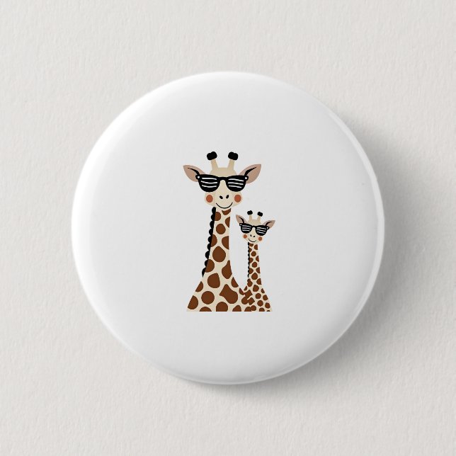 Giraffe with Sunglasses Jungle Safari Animal Giraf Button (Vorderseite)