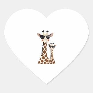 Giraffe with Sunglasses Jungle Safari Animal Giraf Herz-Aufkleber