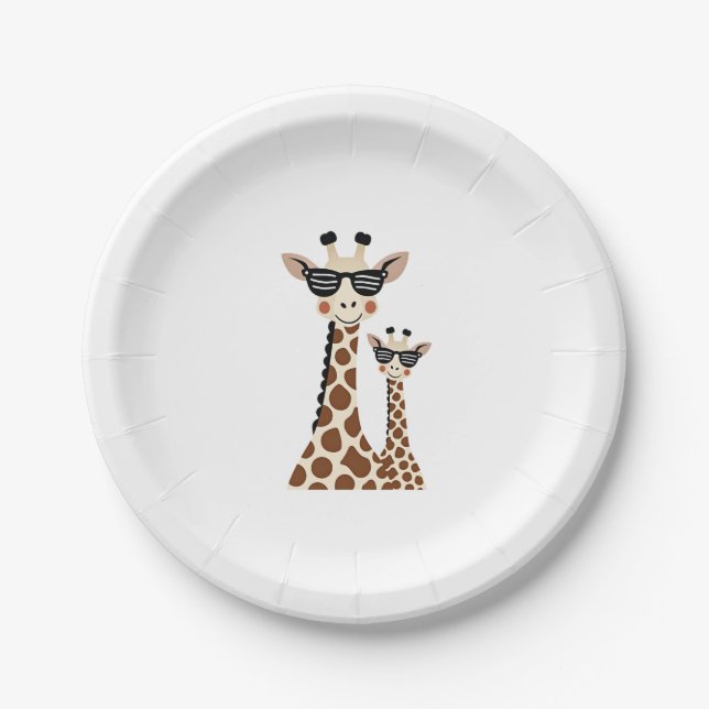 Giraffe with Sunglasses Jungle Safari Animal Giraf Pappteller (Vorderseite)