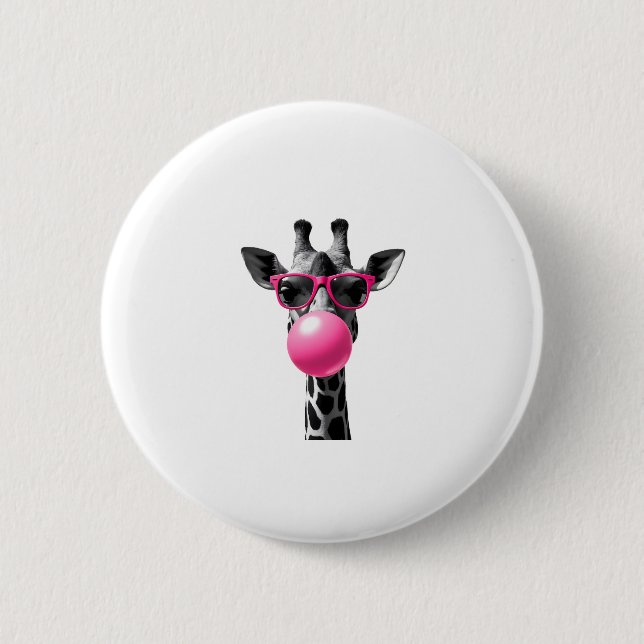 Giraffe Women Giraffe Face with Sunglasses Wild An Button (Vorderseite)