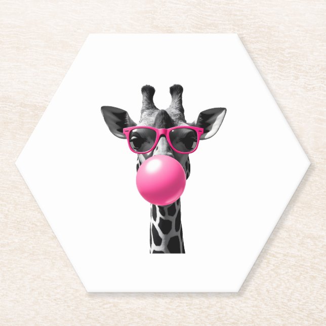 Giraffe Women Giraffe Face with Sunglasses Wild An Untersetzer (Vorderseite)