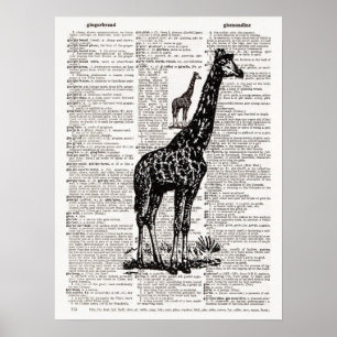 Giraffe Wörterbuchkunst Poster